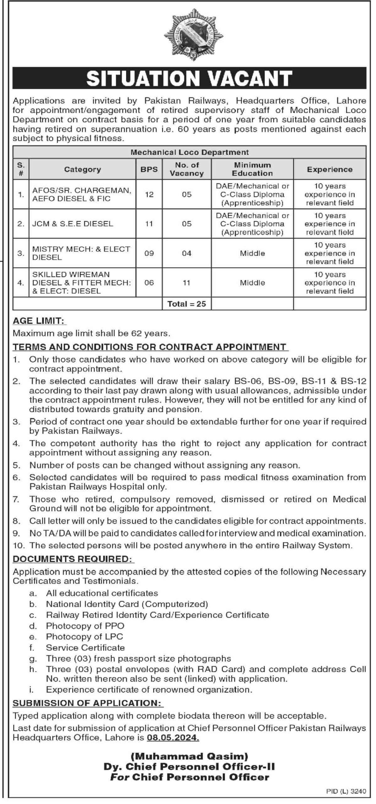 BPS-06 to BPS-12 Vacancies in PR 2024