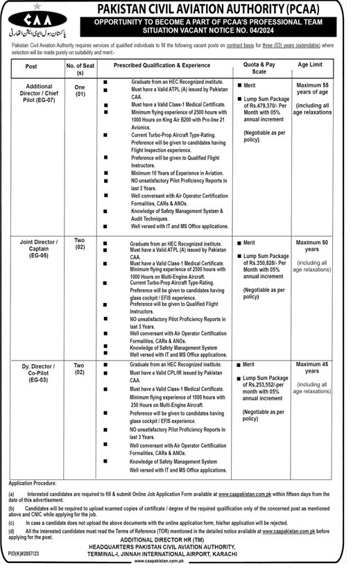 EG-03 to EG-07 Vacancies in PCAA 2024