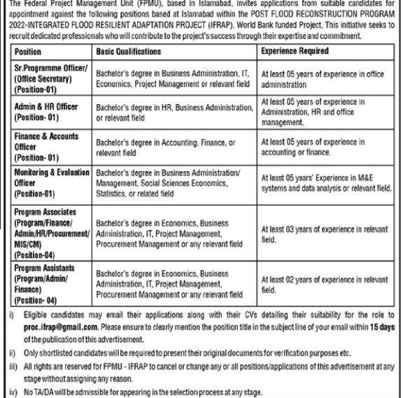World Bank Funded Project Based Jobs in Islamabad 2024 • Govt Jobs