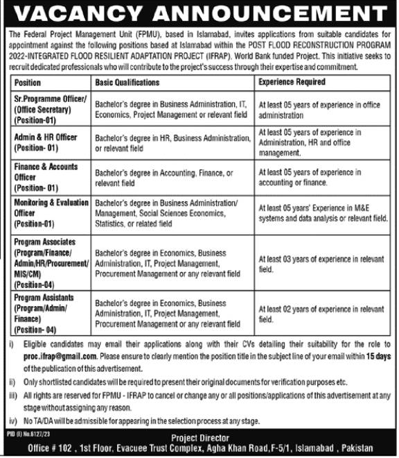 The Latest FPMU Vacancies in Islamabad 2024