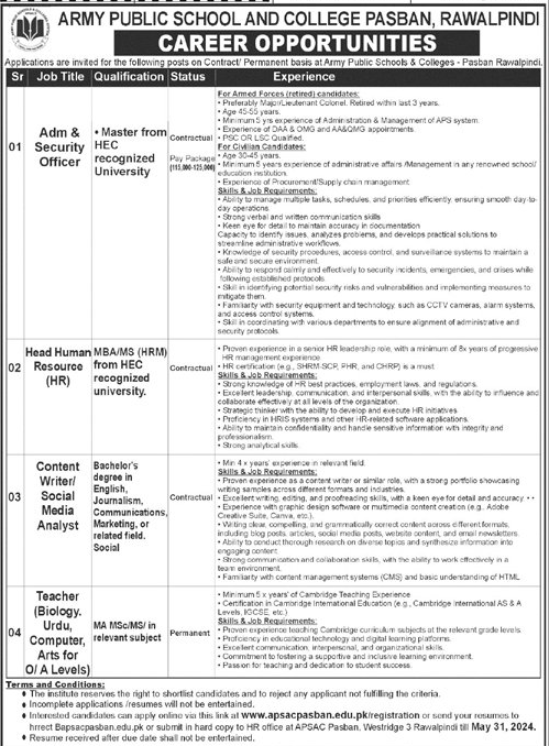 Contractual and Regular Vacancies in APSC Pasban 2024