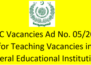 FPSC Vacancies Ad No. 05/2024 for Teaching Vacancies in Federal Educational Institutions