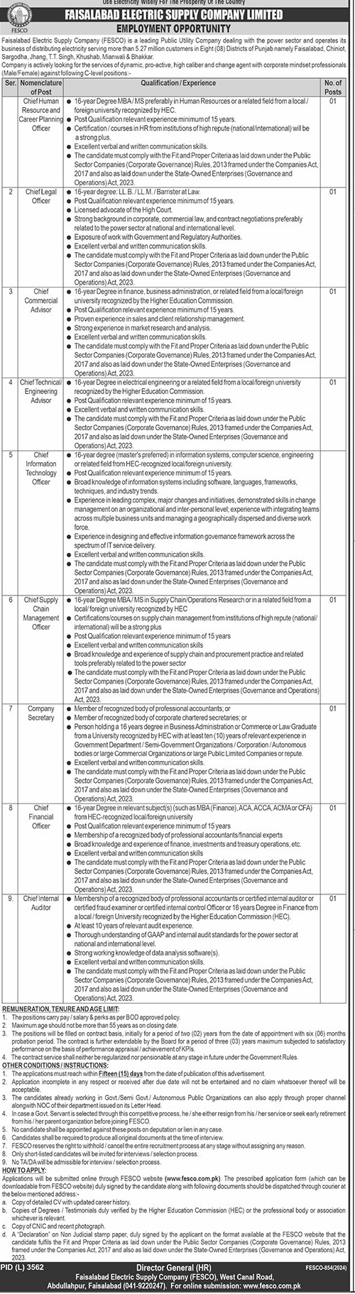 The Latest FESCO Vacancies May 2024