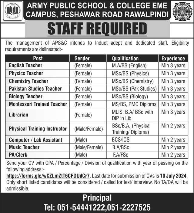 APSC EME Campus Teaching and Non-Teaching Vacancies 2024
