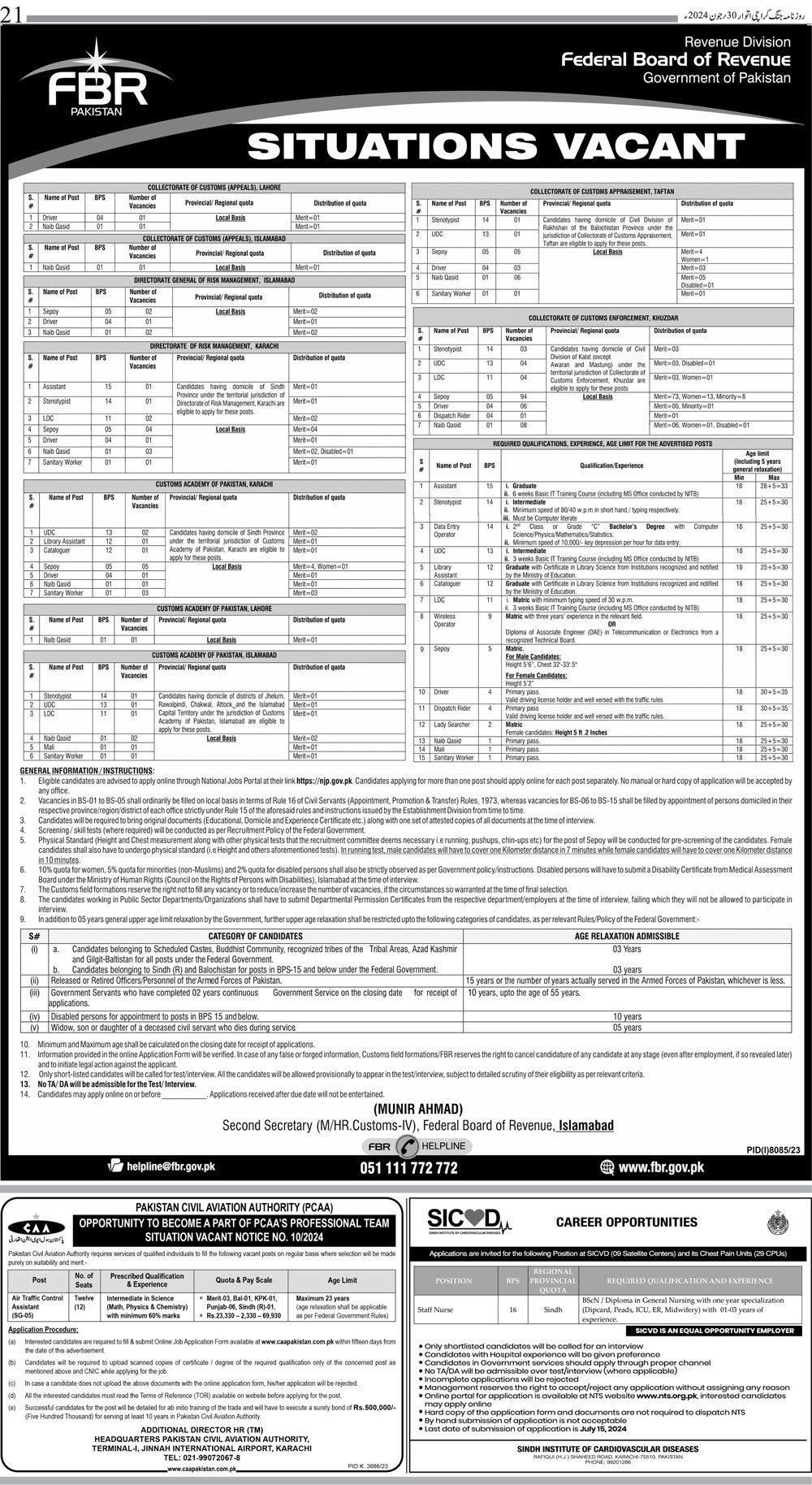 FBR Jobs July 2024 