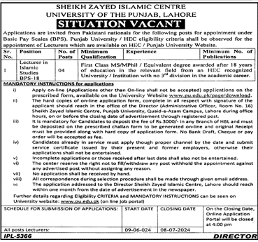 SZIC PU Lectures (BPS-18) Vacancies 2024