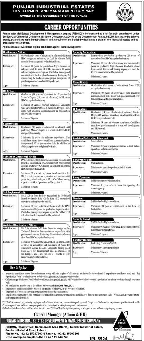 The Latest Vacancies in PIEDMC 2024