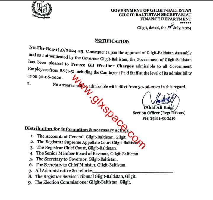 Freezing GB Weather Charges (BPS-01 to BPS-05) Employees