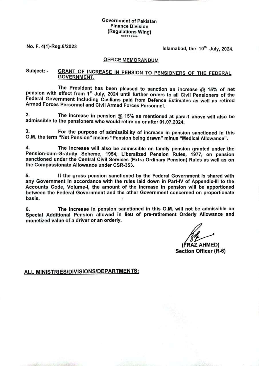 Notification Increase Pension 2024 Federal Pensioners
