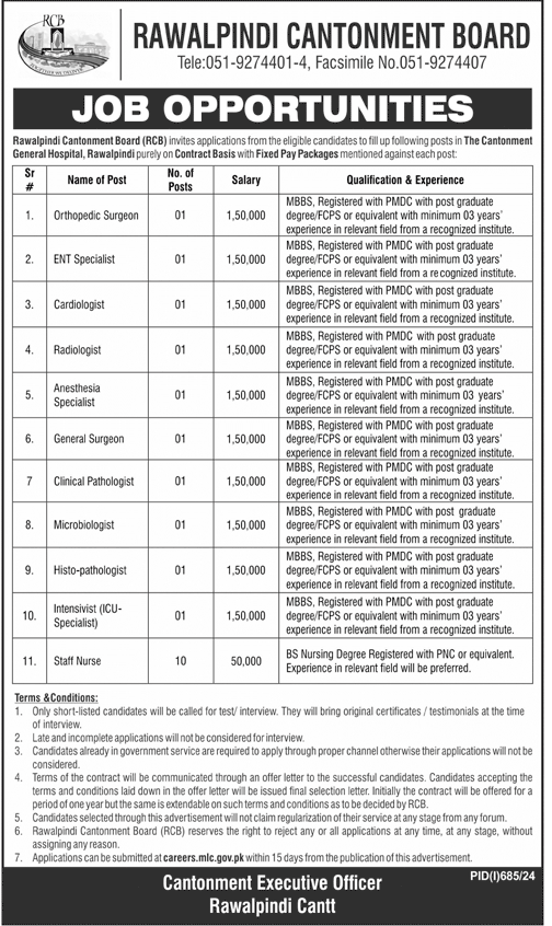 RCB General Hospital Vacancies 2024
