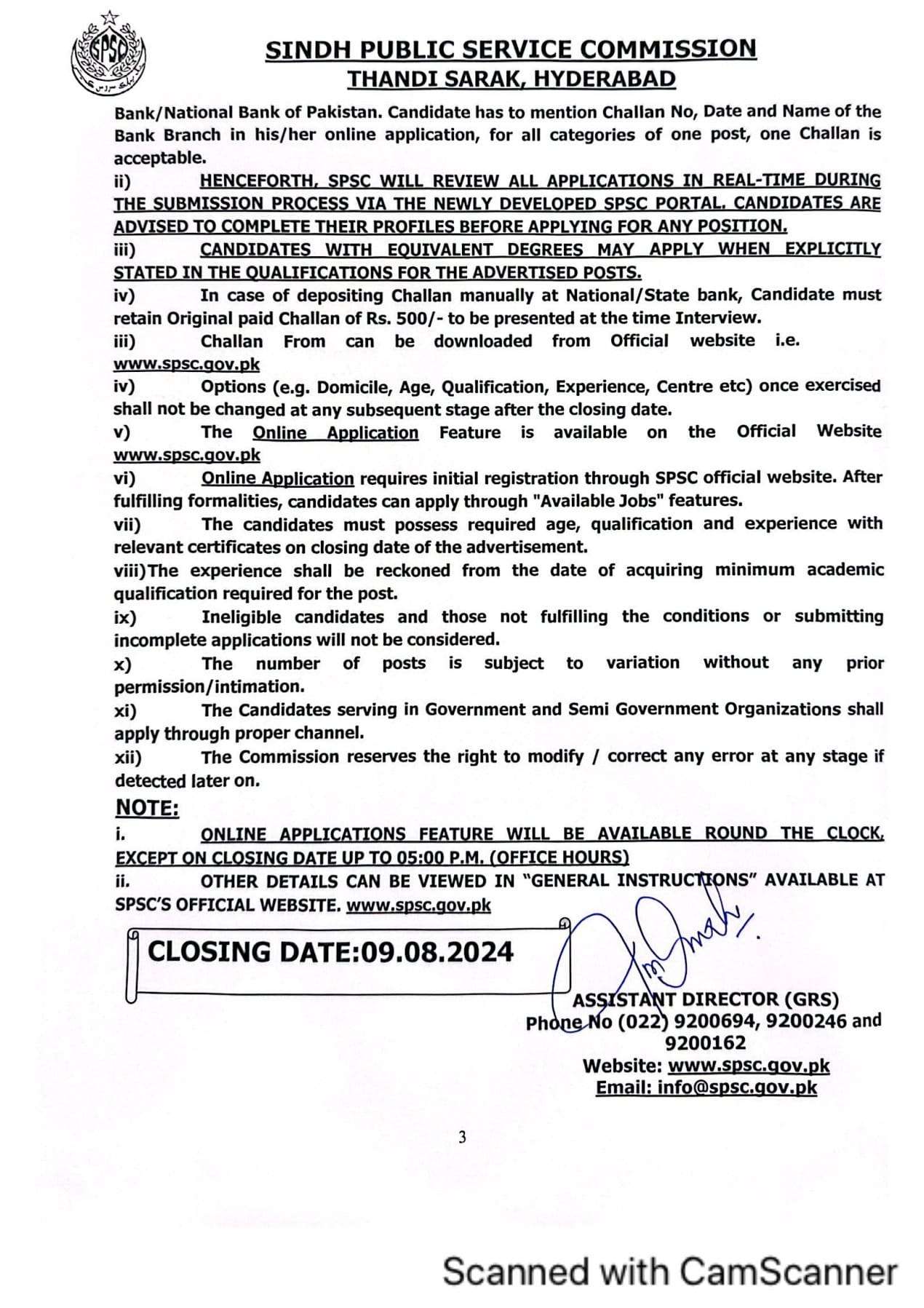 SPSC Latest Jobs 2024 