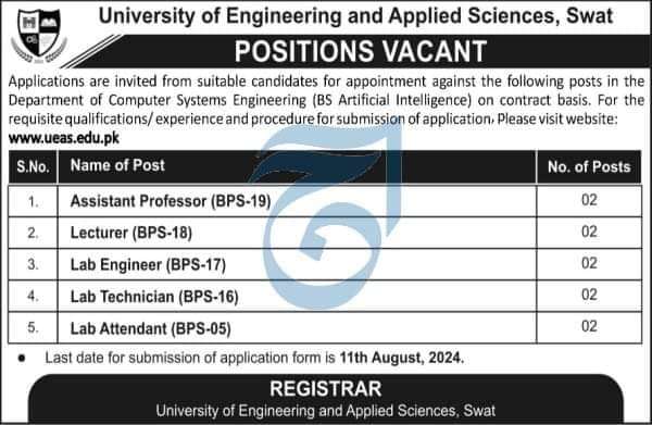 The Latest Teaching and Lab Staff Vacancies in UEAS 2024