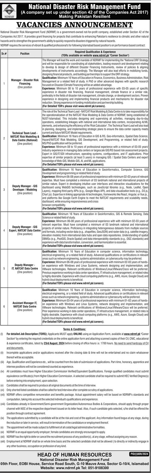 The Latest NDRMF Vacancies 2024