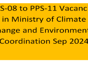 PPS-08 to PPS-11 Vacancies in Ministry of Climate Change and Environmental Coordination