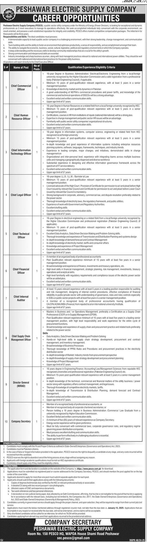 Peshawar Electric Supply Company (PESCO) 2025