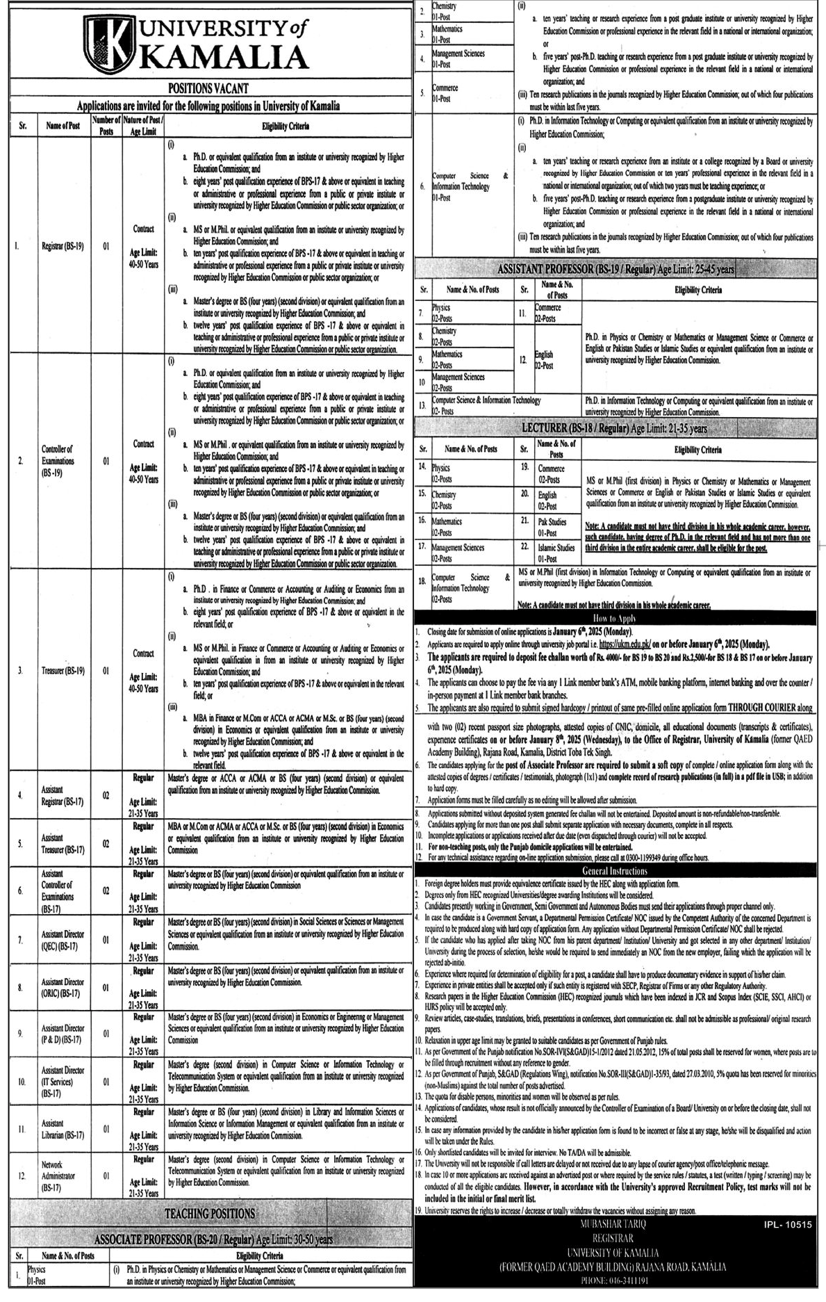 Teaching and Non-Teaching Regular and Contract Vacancies in UKM