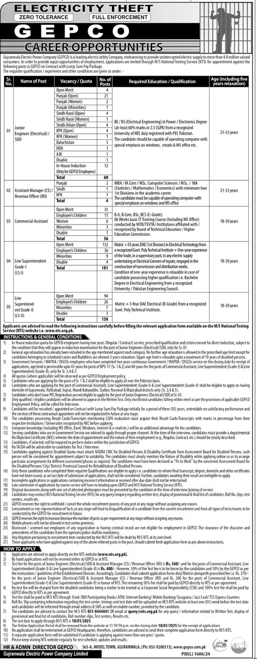 The Latest GEPCO Vacancies 2024