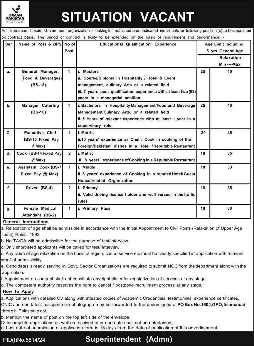 BPS-02 to BPS-18 Latest Govt Jobs in Islamabad 2025