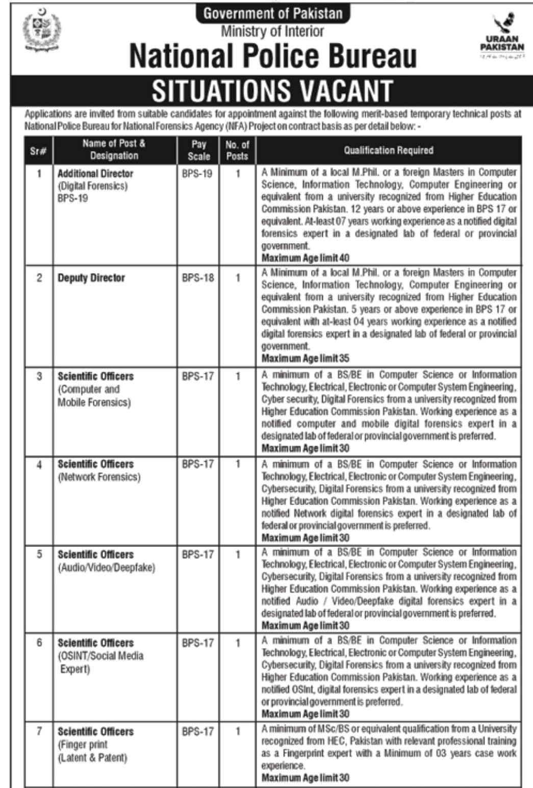 Ministry of Interior National Police Bureau Vacancies 2025