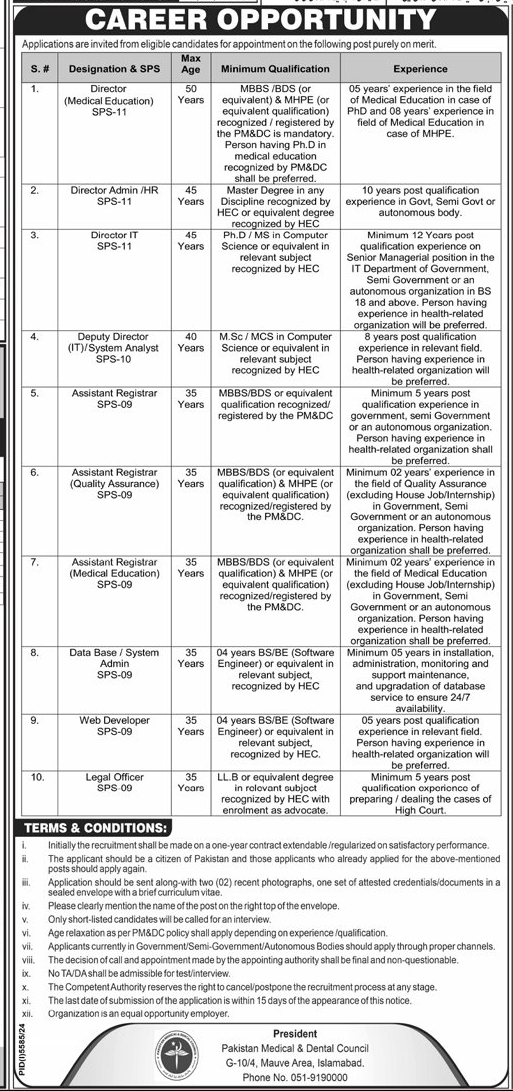 PM & DC Vacancies 2025