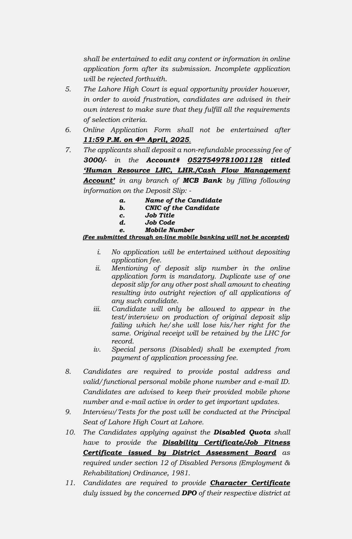 Lahore High Court Jobs 2025 advertisement detailing vacancies, qualifications, and application process. 