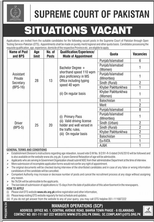 APS and Drivers Vacancies in SCP 2025