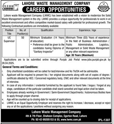 The Latest Supervisors Vacancies in LWMC 2025