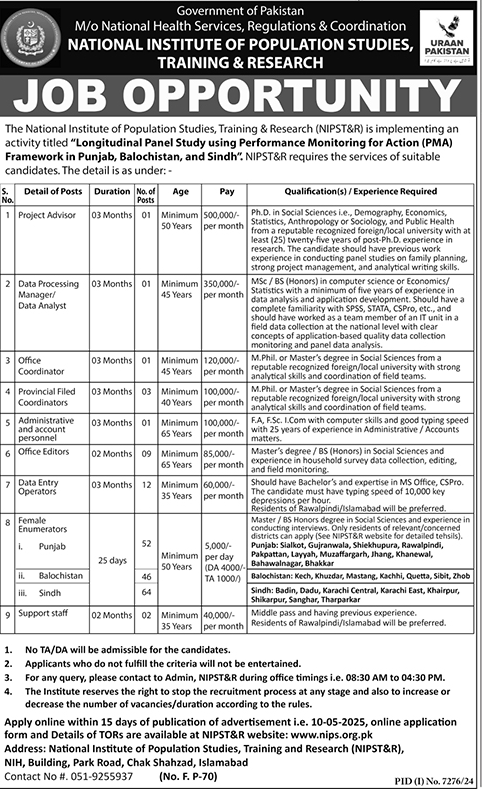 Vacancies on a fixed salary 2025