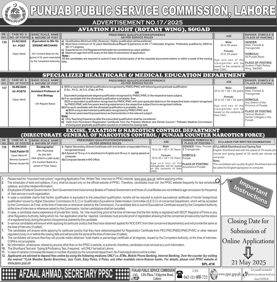 BPS-16 to BPS-18 Vacancies 2025 through PPSC