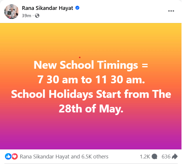 Latest Updates of Summer Vacation 2025 Punjab and New School Timings