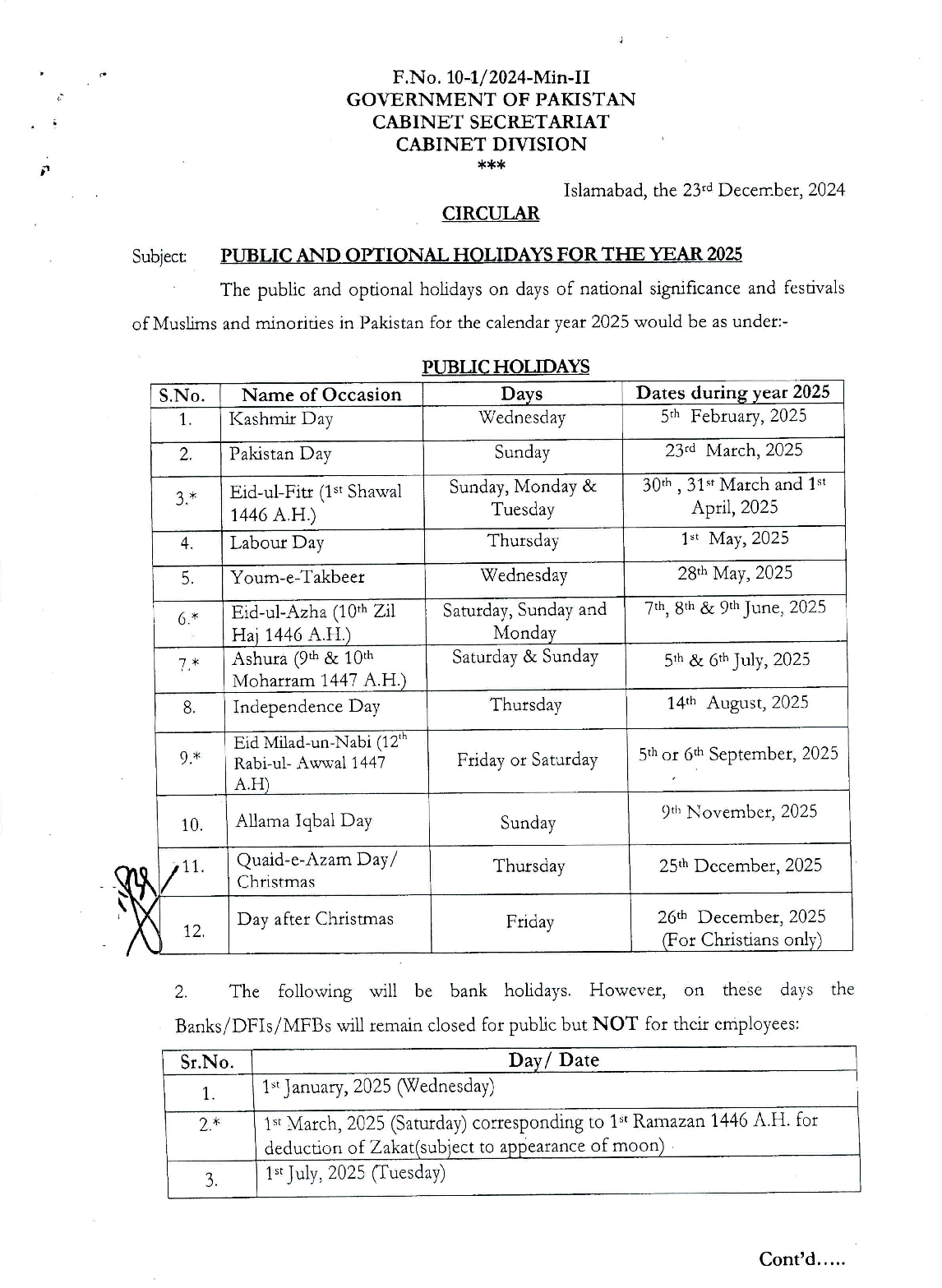 Notification Public Holiday on 28 May 2025 (Wednesday) Youm-e-Takbeer