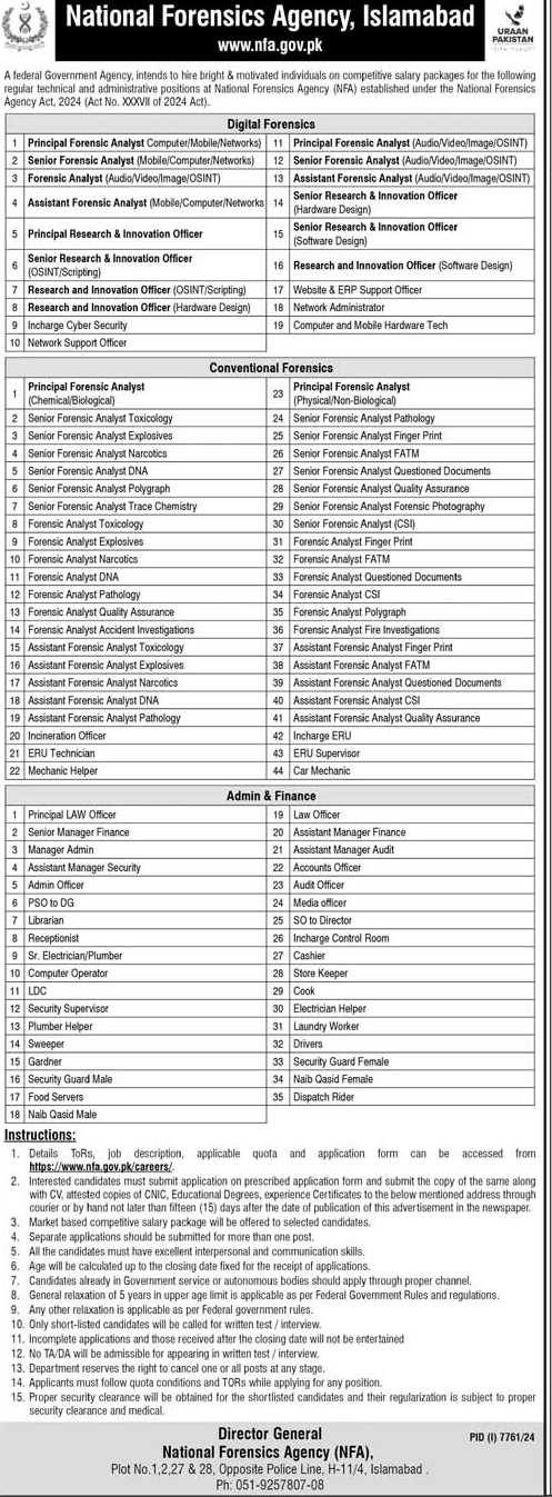 The Latest NFA Islamabad Vacancies 2025