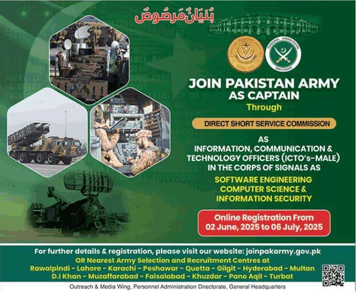 Pakistan Army 2025 ICT Officers Recruitment Advertisement – Join as Captain