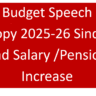 Salary and Pension Increase Sindh as per Budget Speech 2025-26