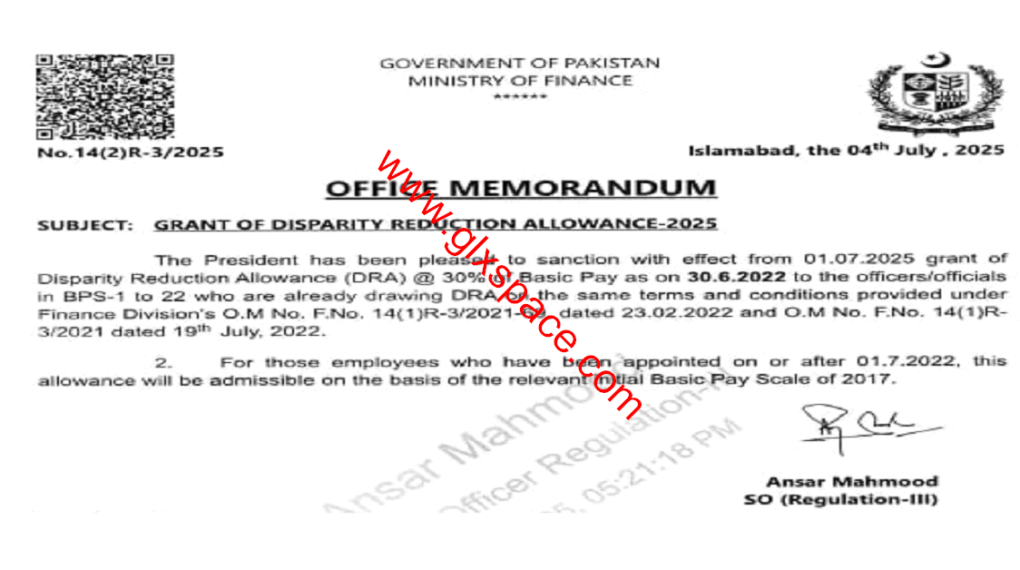 Disparity Reduction Allowance (DRA) 2025 @ 30%