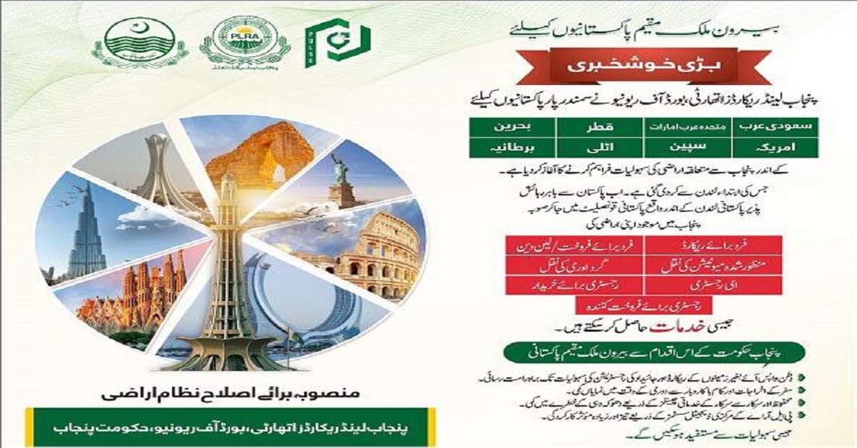 List of Facilities to Overseas Pakistanis by Punjab Land Record Authority (PLRA)