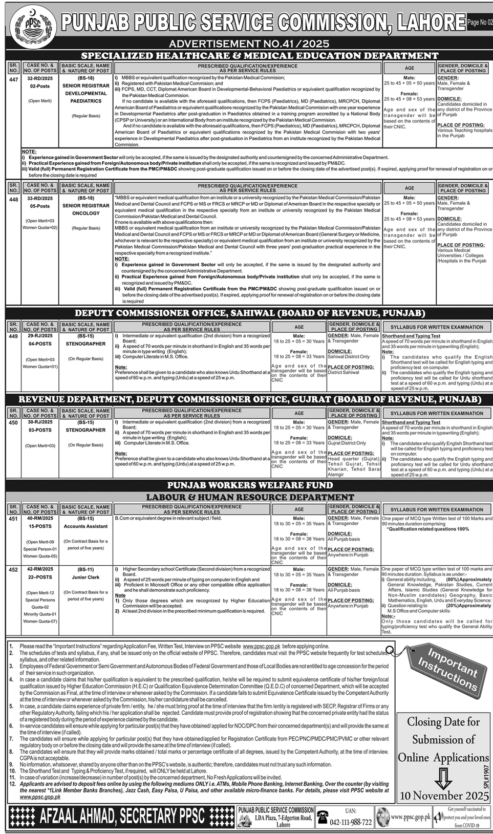 Accounts Assistants and Junior Clerks Jobs through PPSC