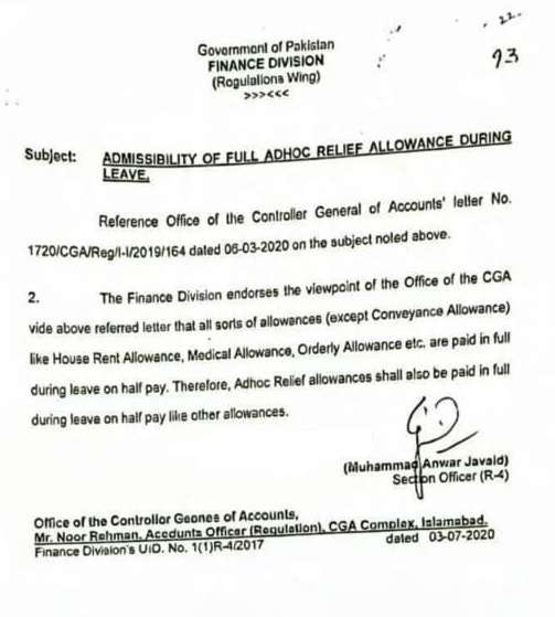 Allowances During Leave on Half Pay