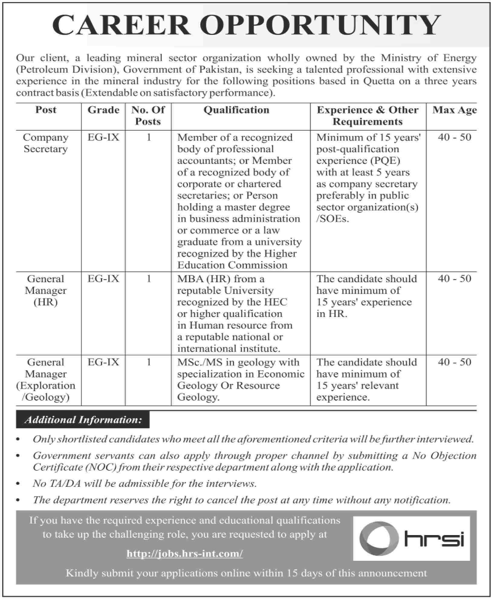 Ministry of Energy Jobs 2025 Pakistan advertisement