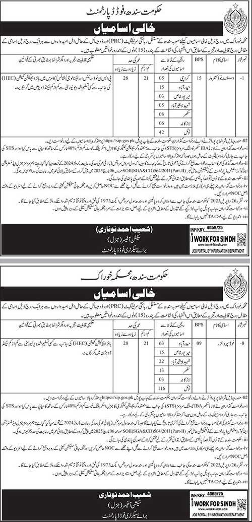 the latest government jobs in Sindh 2025