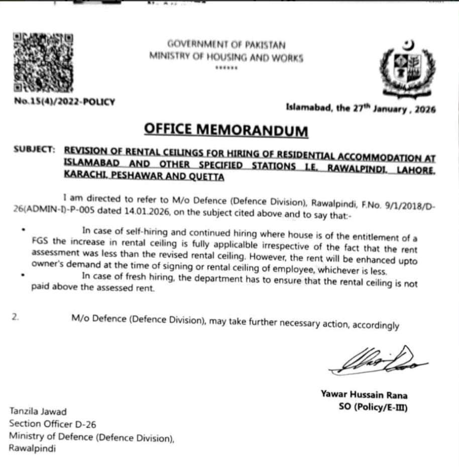 Revision Rental Ceiling for Hiring Assessment Less Rates