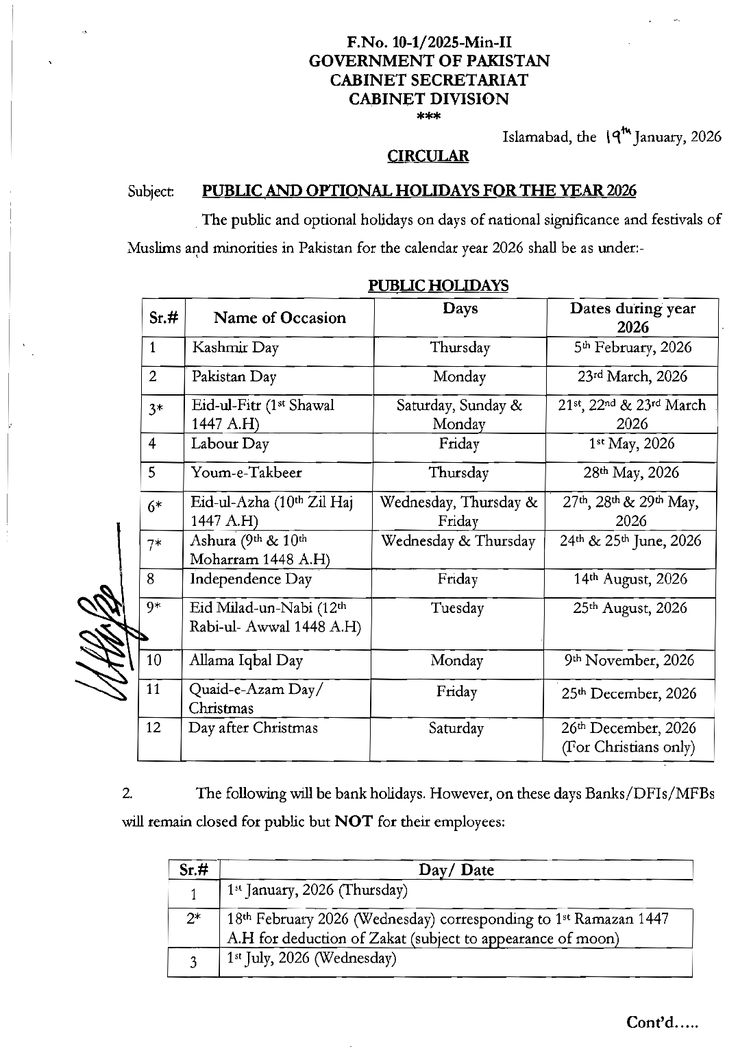 Public Holidays 2026 Pakistan