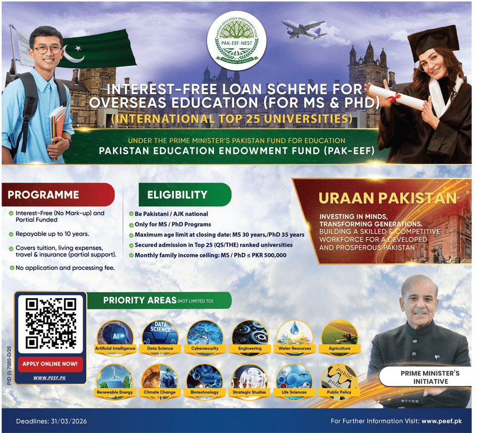 Interest Free Loan Scheme for Overseas Education (MS & PhD)