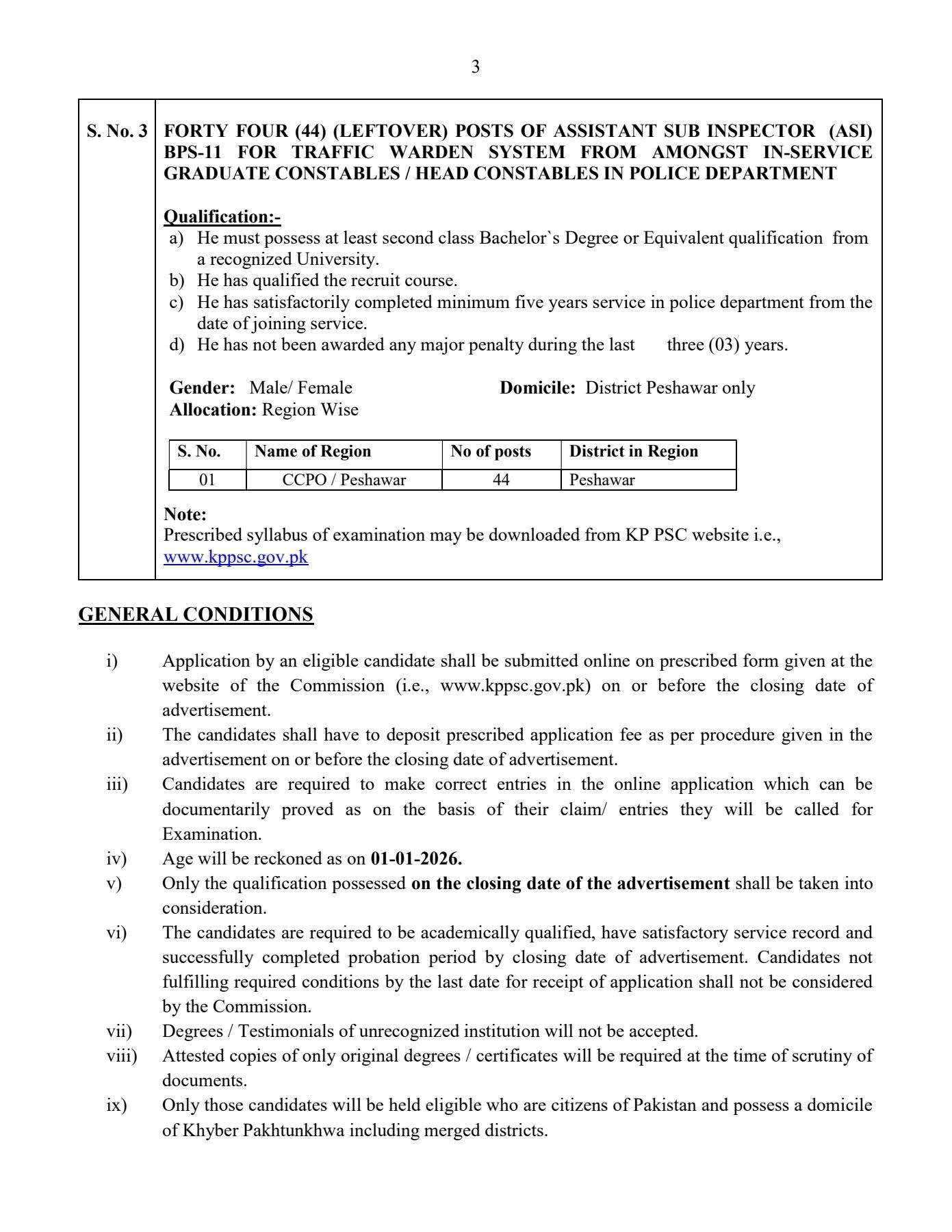 The Latest Vacancies for DSP, SI and ASI through KPPSC