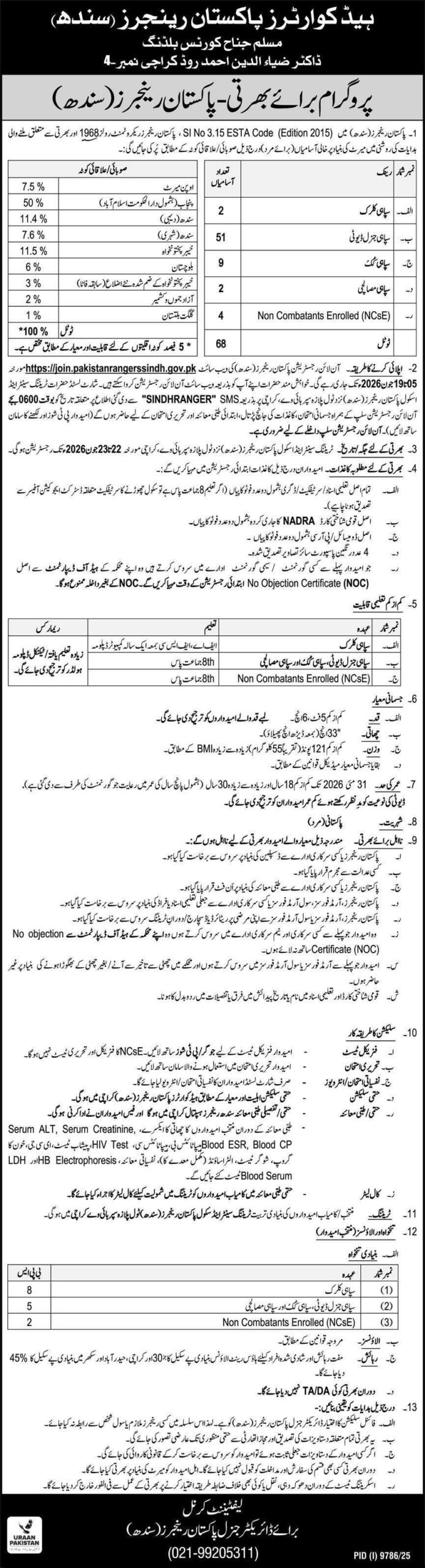 Join Pakistan Rangers as Sipahi and NCsE June 2026