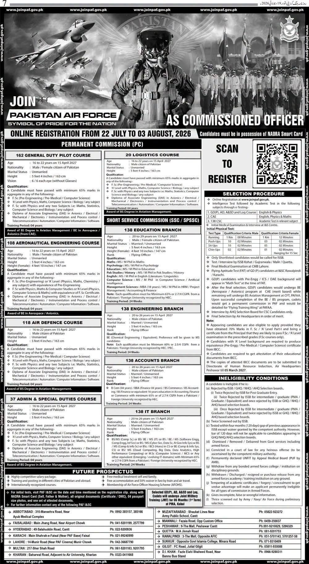 Join PAF as Commissioned Officer 2026
