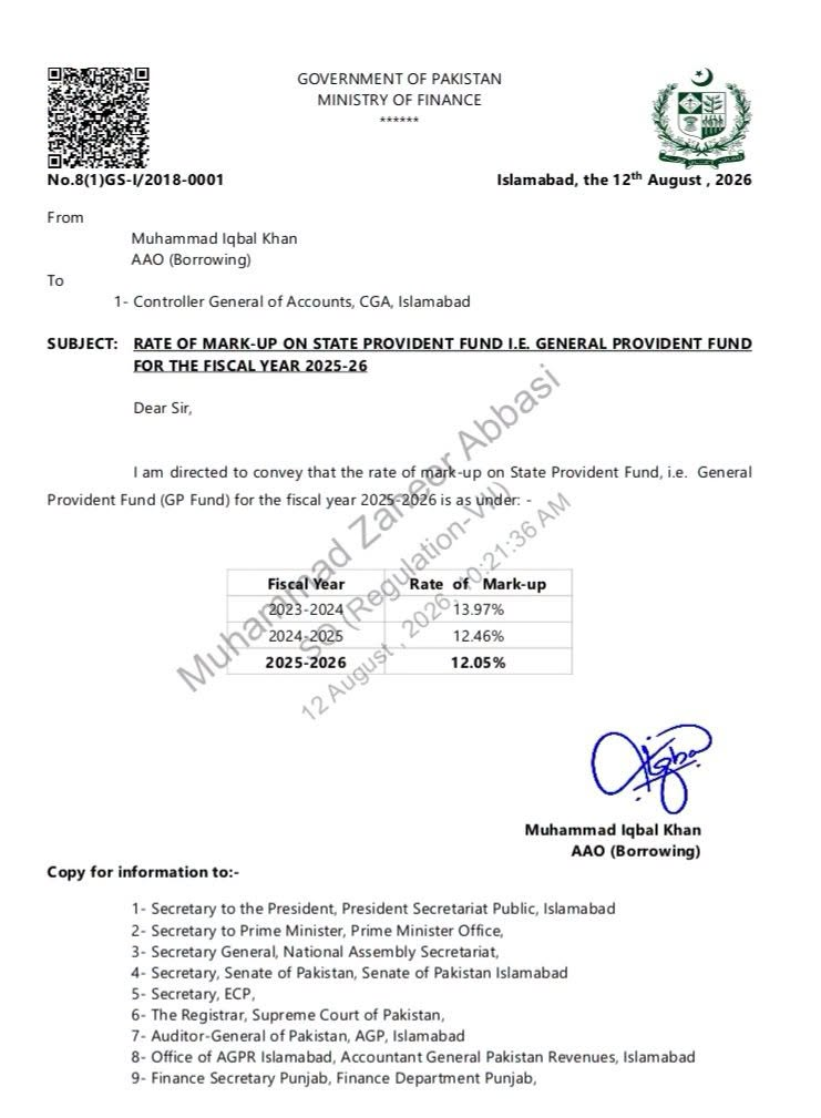 Revised GP Fund Interest Rates 2025-26