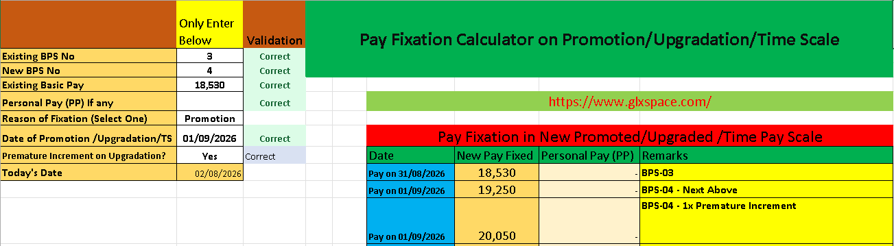 Pay Fixation Calculator on Promotion, Time Scale and Upgradation